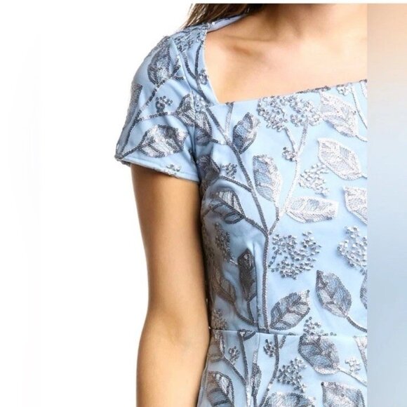 New JS Collections Size 12 Julia Blue Cap Sleeve Sequin Column Gown Maxi Dress - Picture 2 of 13